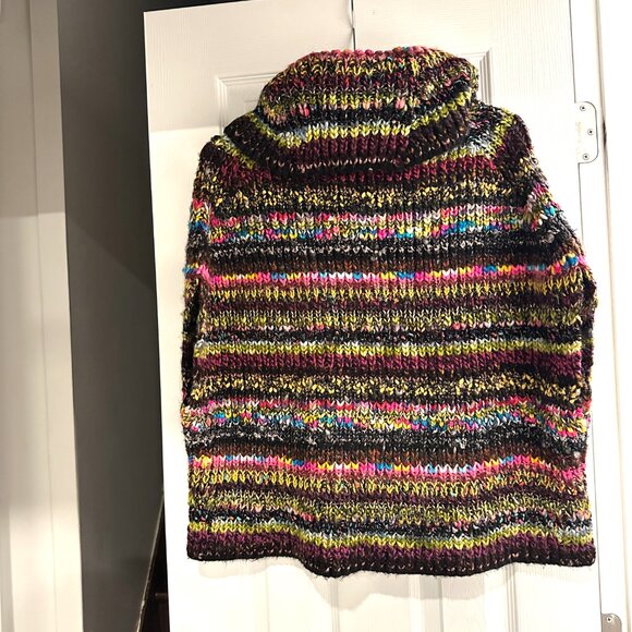 Anthropologie Piera Knit Striped Turtleneck Poncho Sweater - Picture 6 of 7